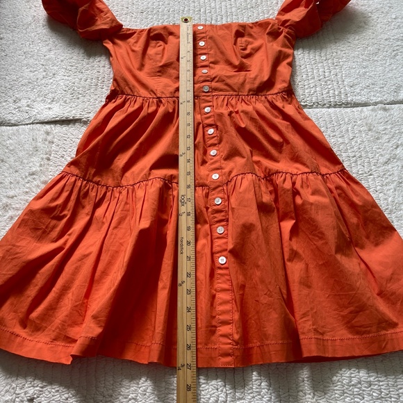 Staud Elio Off the Shoulder Mini Dress Women's Size 8 Orange Button Front Lined - Picture 11 of 16